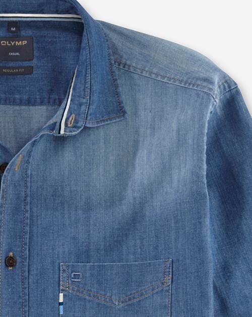 OLYMP Level Five Slim fit jeansoverhemd met kentkraag - Foto 5