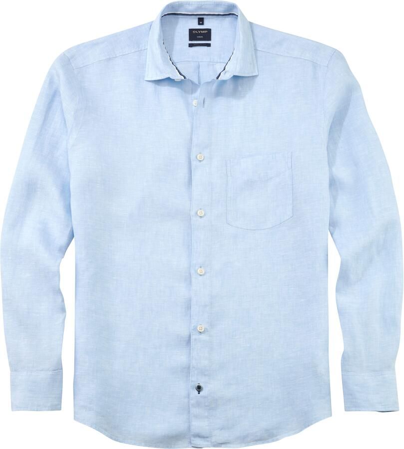 OLYMP Level Five Regular fit linnen overhemd met borstzak - Foto 4
