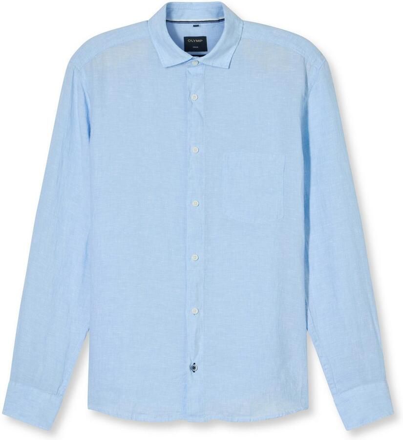 OLYMP Level Five Regular fit linnen overhemd met borstzak - Foto 3