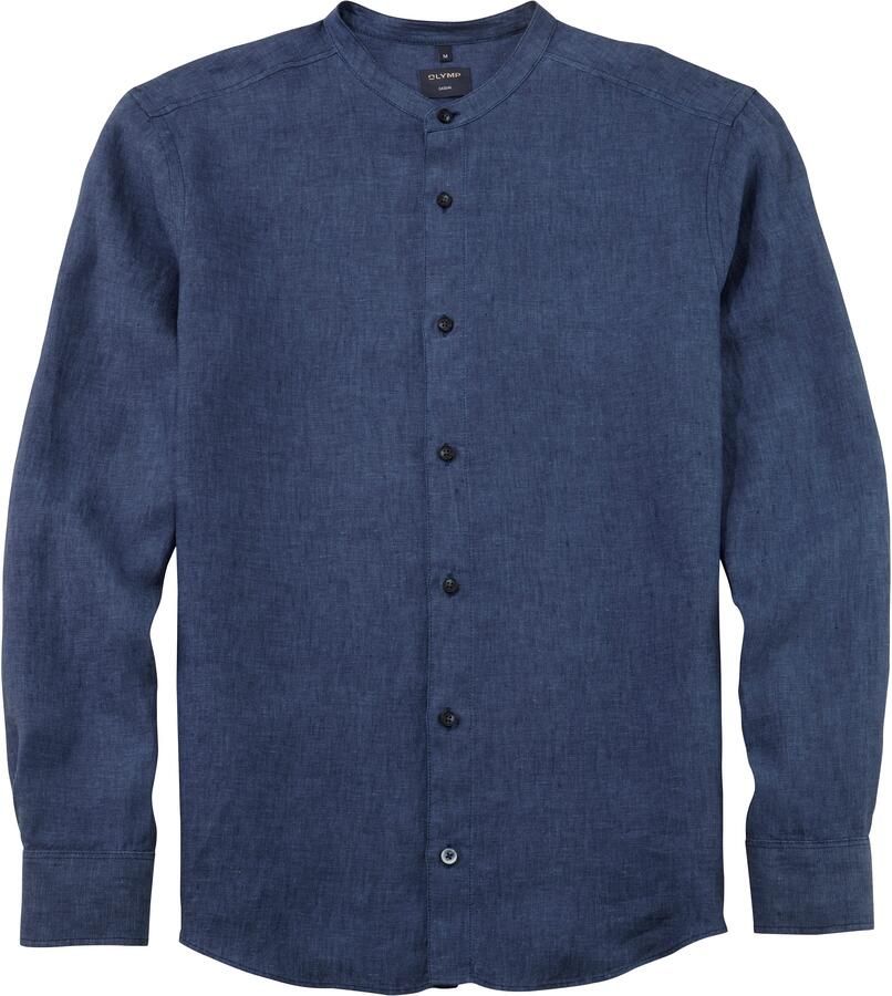 OLYMP Level Five Regular fit linnen overhemd met opstaande kraag