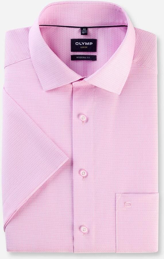 OLYMP Overhemd met korte mouwen Luxor modern fit met een fijne structuur - Foto 4