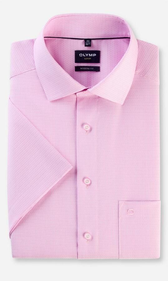 OLYMP Overhemd met korte mouwen Luxor modern fit met een fijne structuur - Foto 3