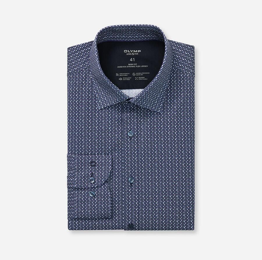 OLYMP Overhemd met lange mouwen 24 7 Level 5 Ade d rekbaar body fit New York Kentkraag Flex Jersey - Foto 3