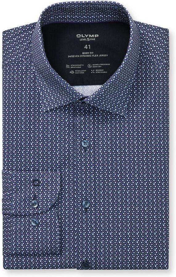 OLYMP Overhemd met lange mouwen 24 7 Level 5 Ade d rekbaar body fit New York Kentkraag Flex Jersey - Foto 4