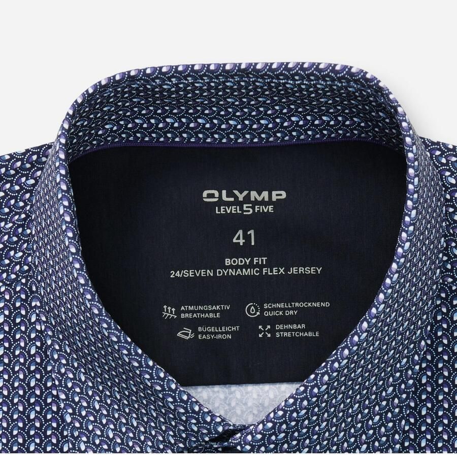 OLYMP Overhemd met lange mouwen 24 7 Level 5 Ade d rekbaar body fit New York Kentkraag Flex Jersey - Foto 2