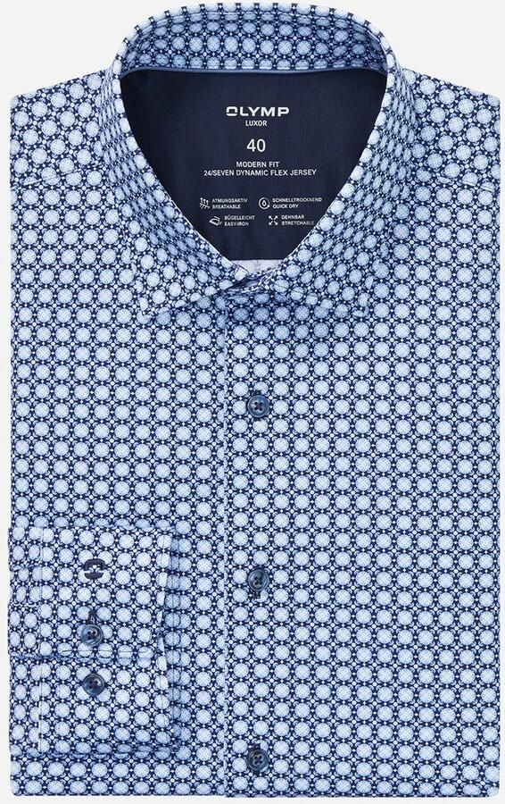 OLYMP Overhemd met lange mouwen 24 7 Luxor modern fit ade d modern fit new-kentkraag flex jersey - Foto 4