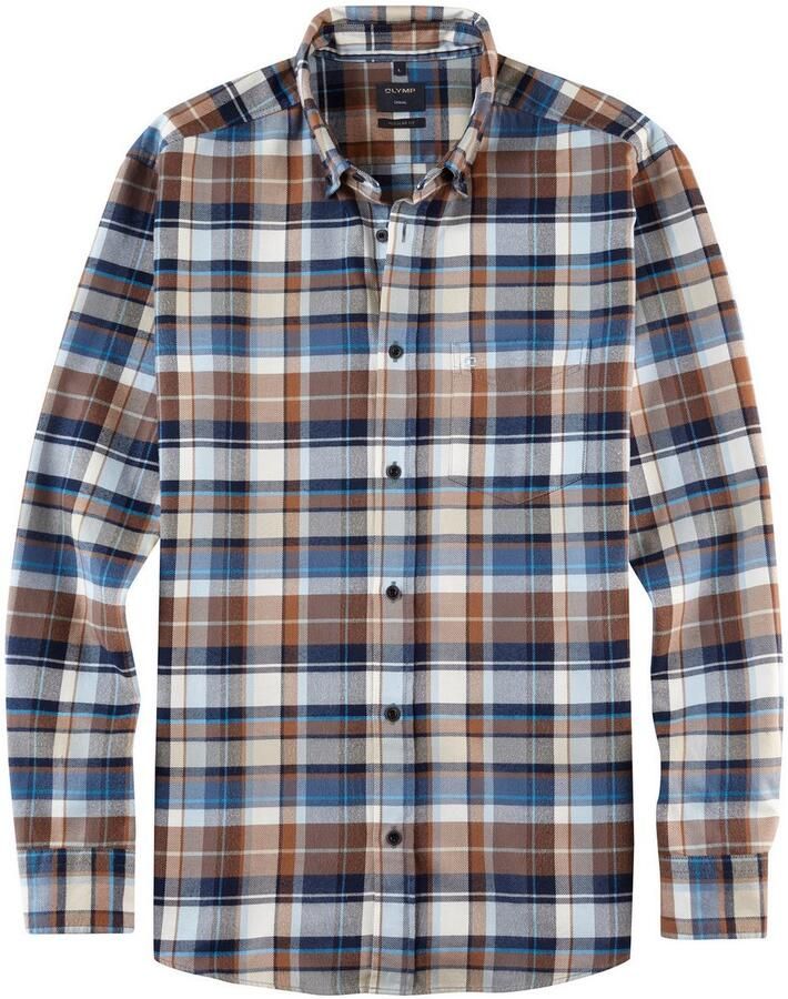 OLYMP Overhemd met lange mouwen Casual in ruitdessin button-down-kraag