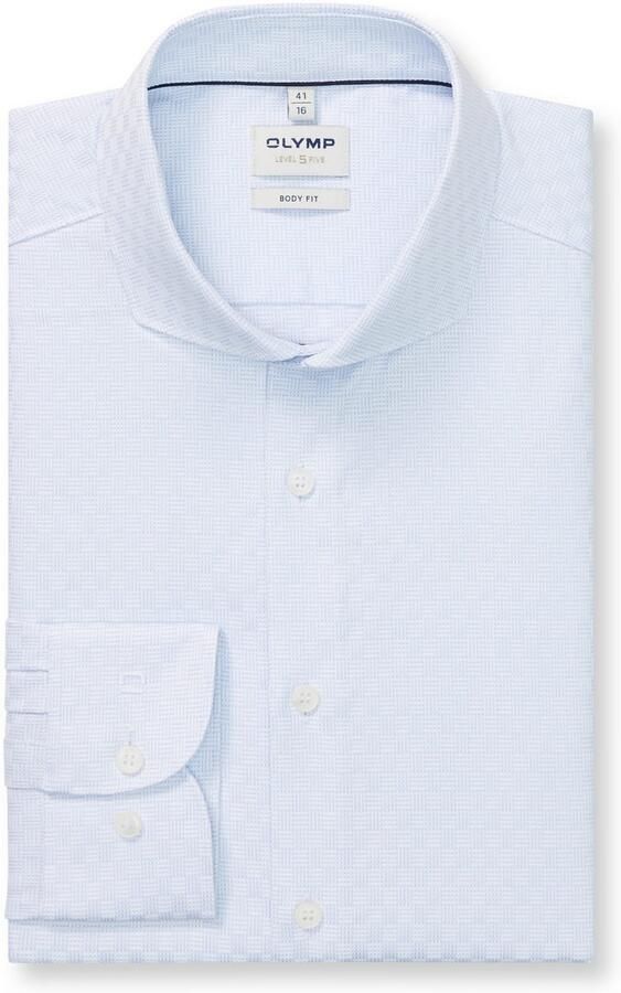 OLYMP Overhemd met lange mouwen Level Five body fit haaienboord weefpatroon zakelijk overhemd - Foto 8