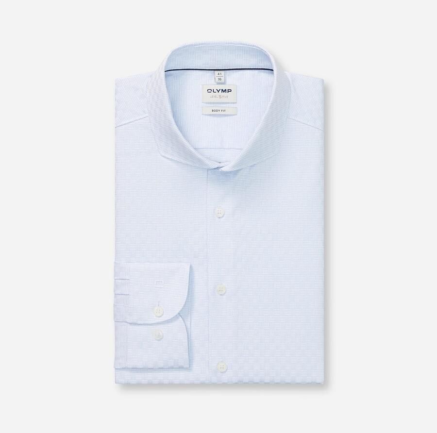 OLYMP Overhemd met lange mouwen Level Five body fit haaienboord weefpatroon zakelijk overhemd - Foto 5