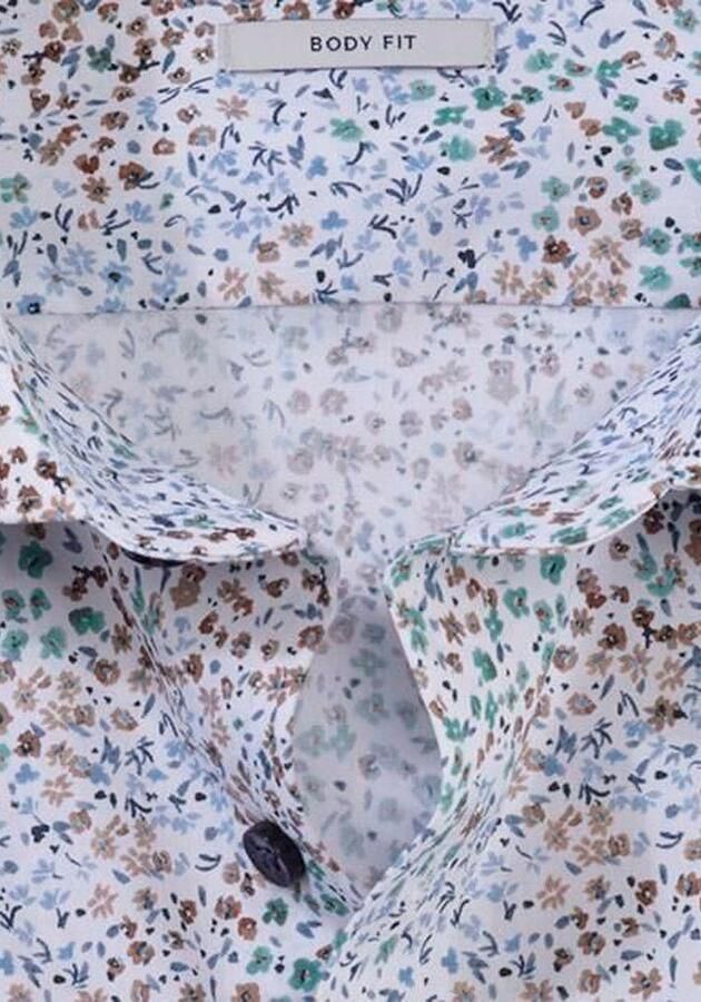 OLYMP Level Five Body fit zakelijk overhemd met gebloemd all-over motief - Foto 2