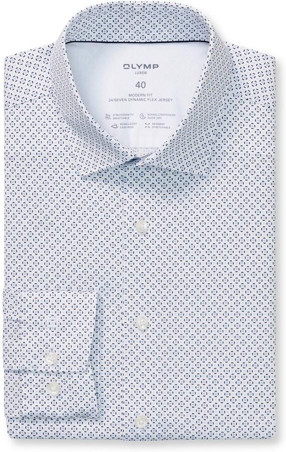 OLYMP Overhemd met lange mouwen Luxor 24 Seven Modern Fit Ade d gedessineerd modern fit Jersey zakelijk overhemd - Foto 4