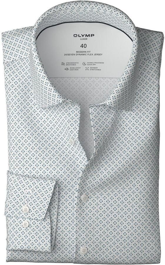 OLYMP Overhemd met lange mouwen Luxor 24 Seven Modern Fit Ade d gedessineerd modern fit Jersey zakelijk overhemd - Foto 3