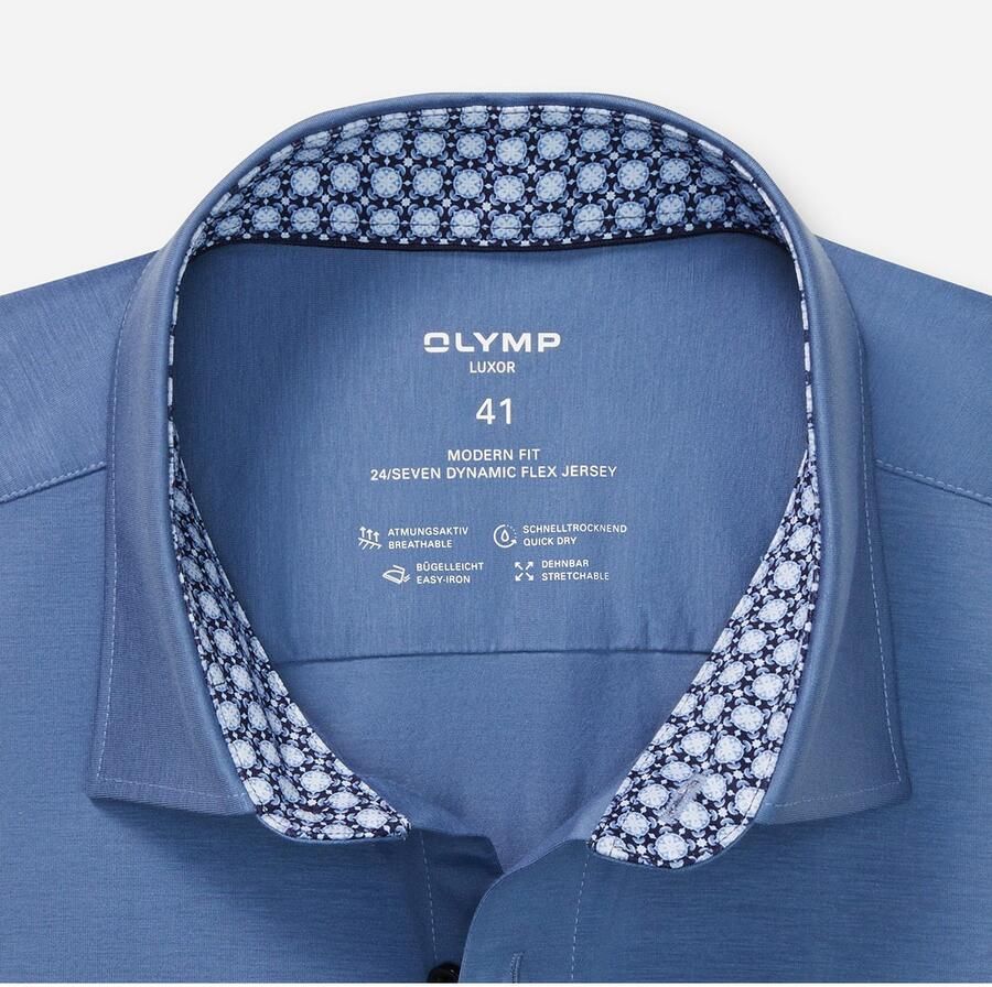 OLYMP Overhemd met lange mouwen Luxor 24 Seven Modern Fit Ade d Jersey modern fit New Kentkraag zakelijk overhemd - Foto 2