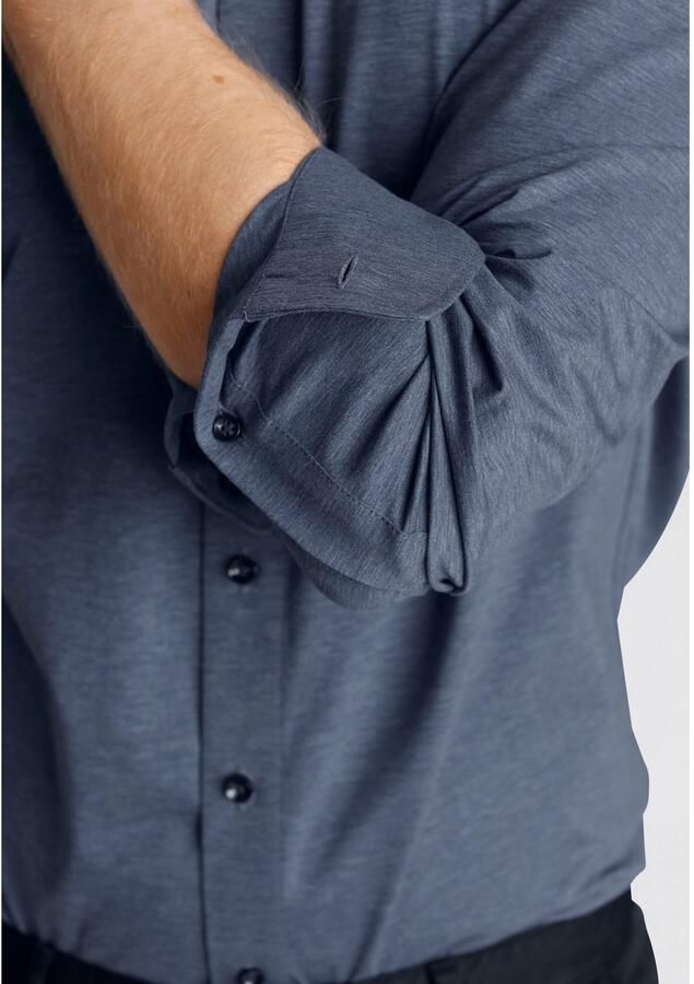OLYMP Overhemd met lange mouwen Luxor 24 Seven modern fit jersey shirt met geurremmende materiaaleigenschappen