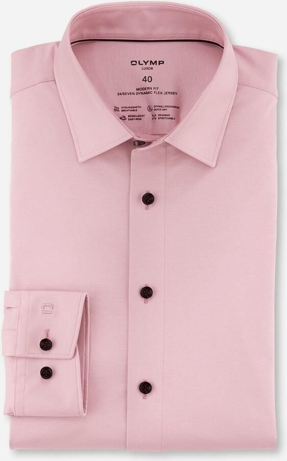 OLYMP Overhemd met lange mouwen Luxor 24 Seven modern fit jersey shirt met geurremmende materiaaleigenschappen - Foto 8