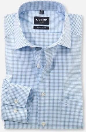Olymp Modern fit zakelijk overhemd met rasterruit model 'Global' - Foto 5