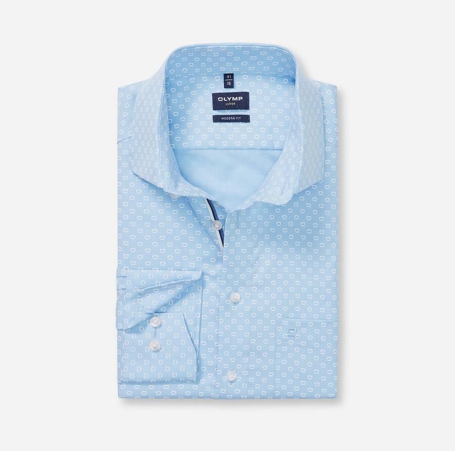 OLYMP Overhemd met lange mouwen Luxor modern fit met patroon zakelijk overhemd global-kentkraag modern fit - Foto 3