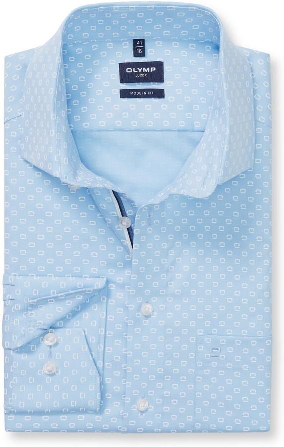 OLYMP Overhemd met lange mouwen Luxor modern fit met patroon zakelijk overhemd global-kentkraag modern fit - Foto 5
