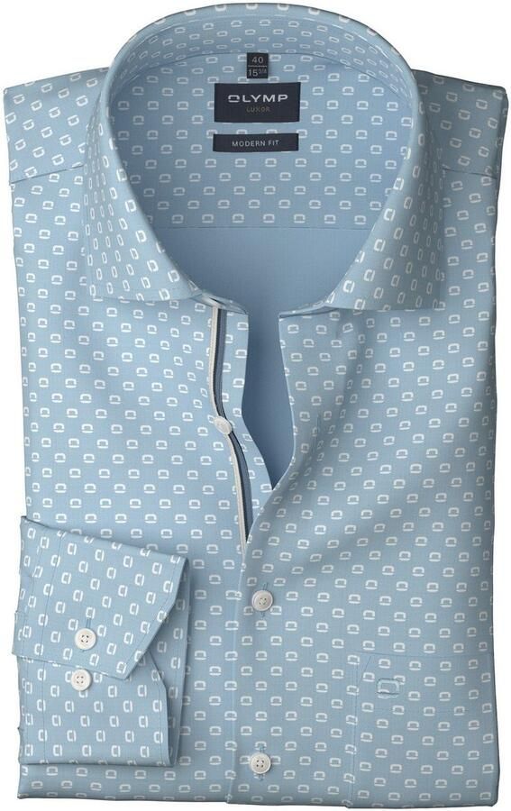 OLYMP Overhemd met lange mouwen Luxor modern fit met patroon zakelijk overhemd global-kentkraag modern fit - Foto 6