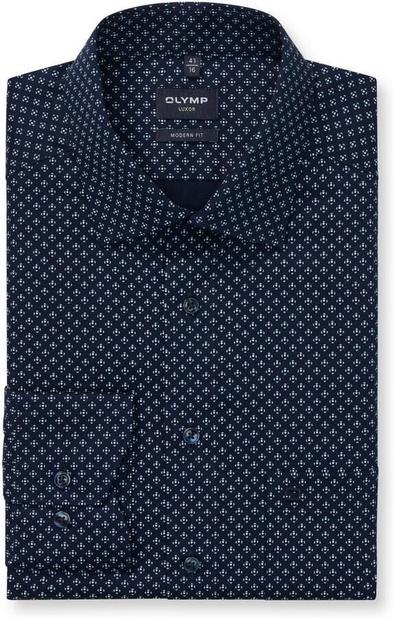 OLYMP Overhemd met lange mouwen Luxor modern fit modern fit met patroon businessoverhemd nieuwe kentkraag extra lange mouw - Foto 4