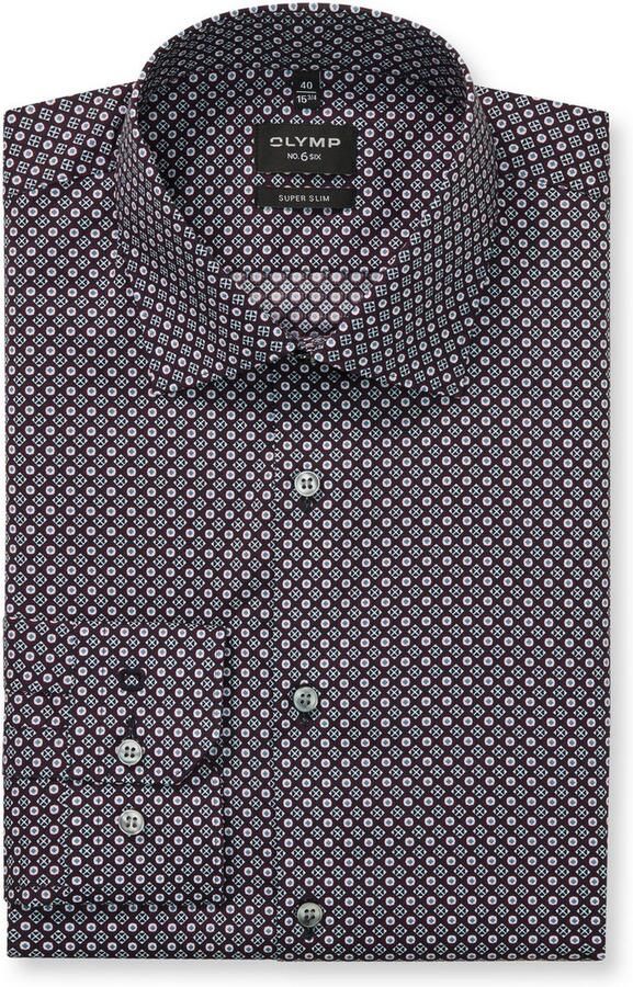 OLYMP Overhemd met lange mouwen No 6 six super slim gemustered zakelijk overhemd moderne kentkraag - Foto 4