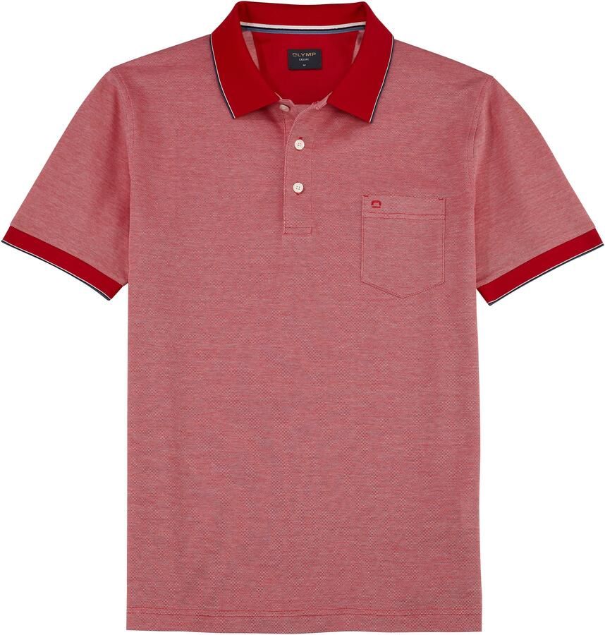 OLYMP Poloshirt Casual Two-tone piqué zijsplitten in de zoom