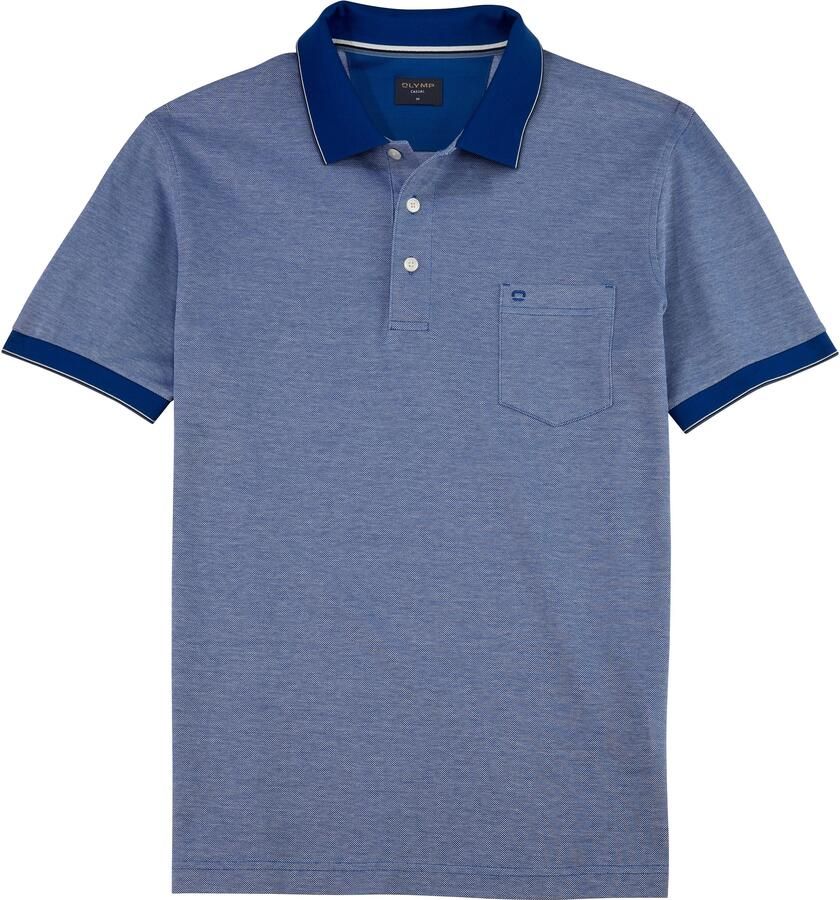 OLYMP Poloshirt Casual Two-tone piqué zijsplitten in de zoom