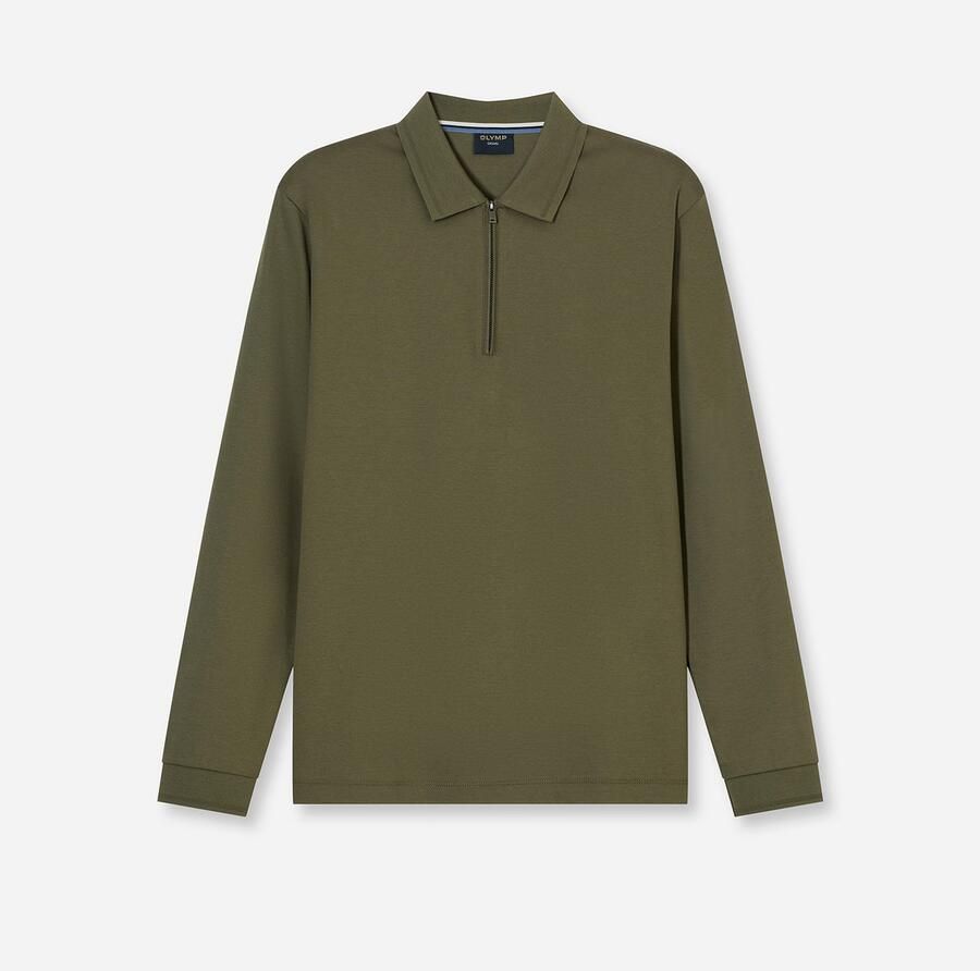 OLYMP Poloshirt met lange mouwen effen polokraag regular fit casual - Foto 2
