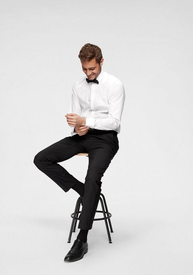 OLYMP Smokingoverhemd Level Five body fit Omslagmanchetten verborgen knoopsluiting - Foto 6