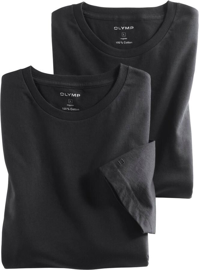 OLYMP Level Five T-shirt met geribde ronde hals in een set van 2 stuks - Foto 3