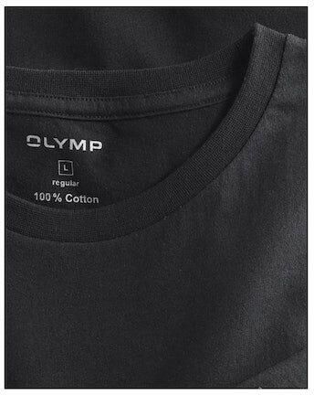 OLYMP Level Five T-shirt met geribde ronde hals in een set van 2 stuks