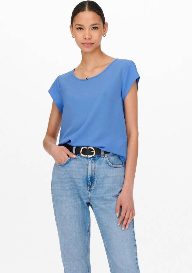 Only Dames-T-shirt met korte mouwen onlvic solid Blauw Dames