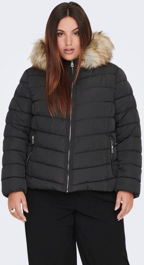 ONLY CARMAKOMA PLUS SIZE gewatteerd jack met afneembare bontkraag
