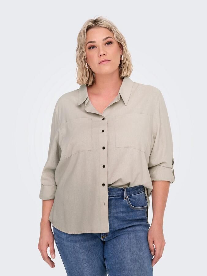 ONLY CARMAKOMA Blouse met lange mouwen CARYASMIN-CARO L S LINEN SHIRT PNT - Foto 3