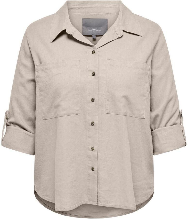 ONLY CARMAKOMA Blouse met lange mouwen CARYASMIN-CARO L S LINEN SHIRT PNT