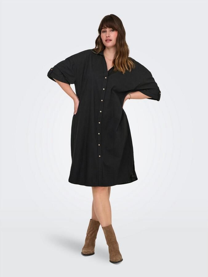 ONLY CARMAKOMA Blousejurk CARCOCO SS BLK SHIRT DRESS WVN