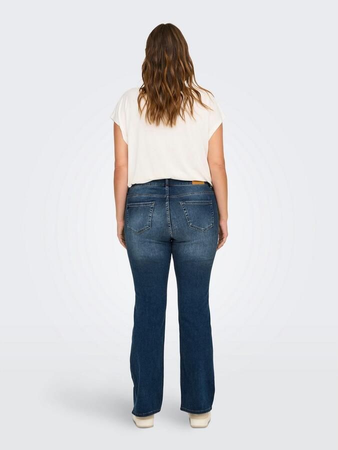 Only Carmakoma Wijd uitlopende Donkerblauwe Denim Jeans Blue Dames - Foto 4