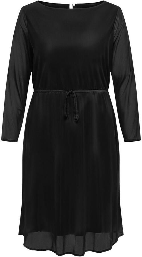 ONLY CARMAKOMA Chiffon jurk CARFOREST LIFE LS BOATNECK BLK DRESS JRS - Foto 6