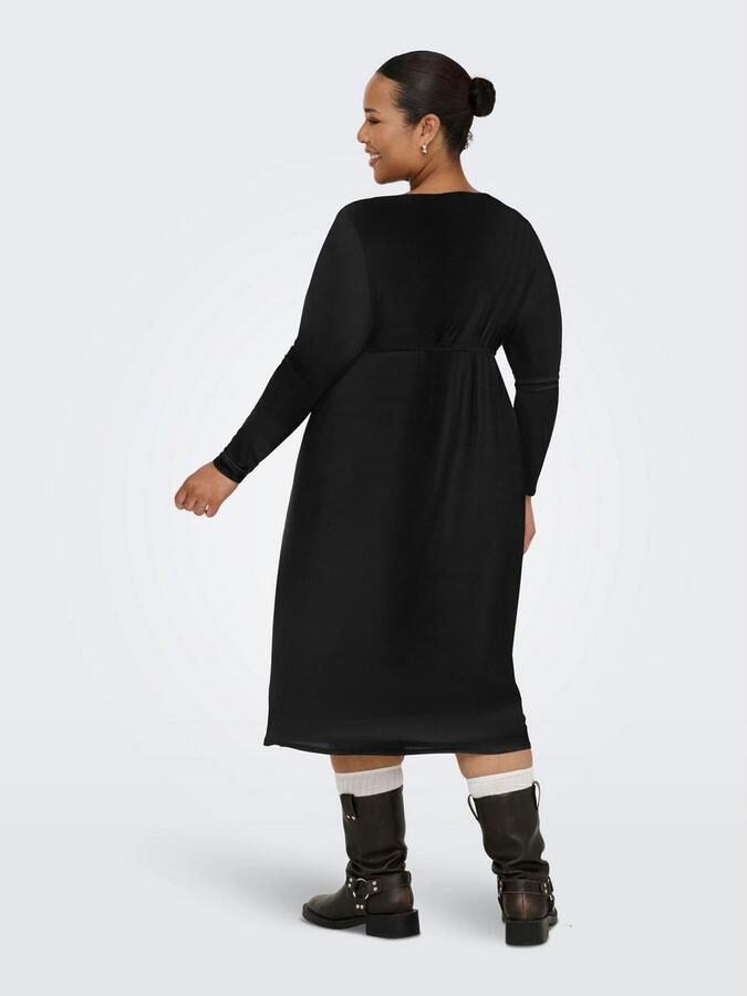 ONLY CARMAKOMA Chiffon jurk CARFOREST LIFE LS BOATNECK BLK DRESS JRS - Foto 4
