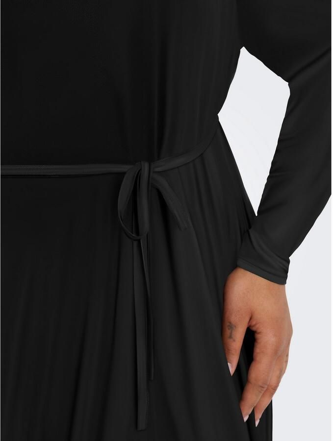 ONLY CARMAKOMA Chiffon jurk CARFOREST LIFE LS BOATNECK BLK DRESS JRS