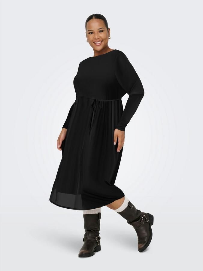 ONLY CARMAKOMA Chiffon jurk CARFOREST LIFE LS BOATNECK BLK DRESS JRS - Foto 2