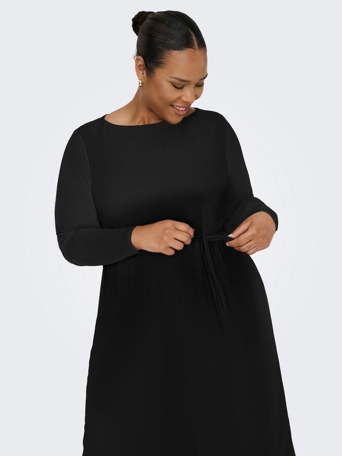 ONLY CARMAKOMA Chiffon jurk CARFOREST LIFE LS BOATNECK BLK DRESS JRS - Foto 3