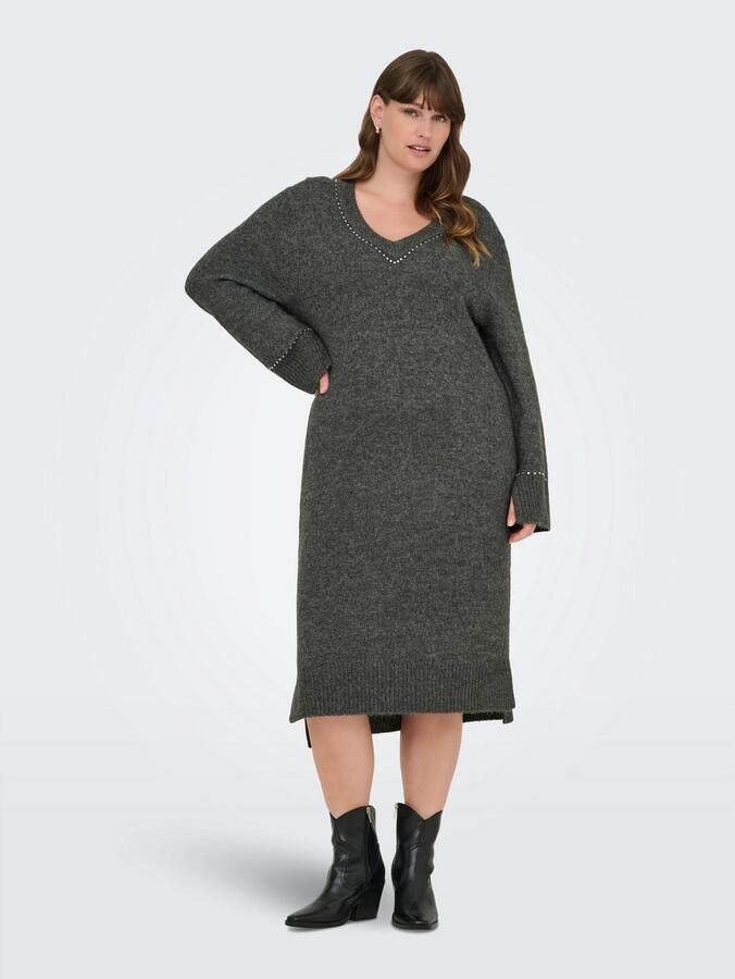 ONLY CARMAKOMA Gebreide jurk CARELSIE LS STUDS DRESS KNT - Foto 3