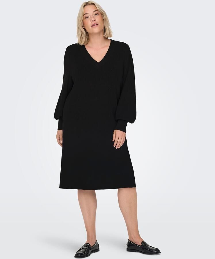 ONLY CARMAKOMA Gebreide jurk CARKATIA LS V-NECK DRESS KNT NOOS - Foto 7