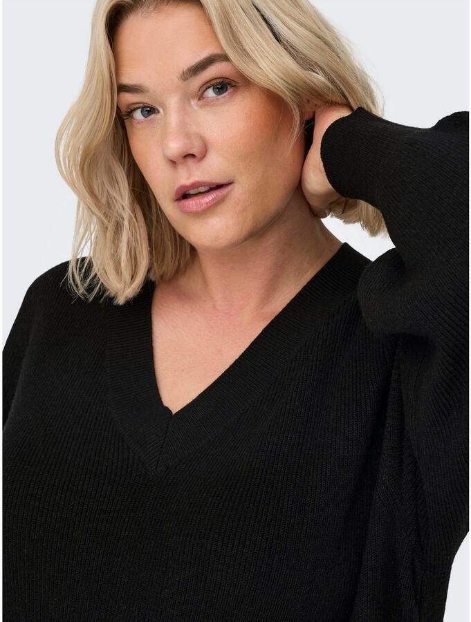 ONLY CARMAKOMA Gebreide jurk CARKATIA LS V-NECK DRESS KNT NOOS