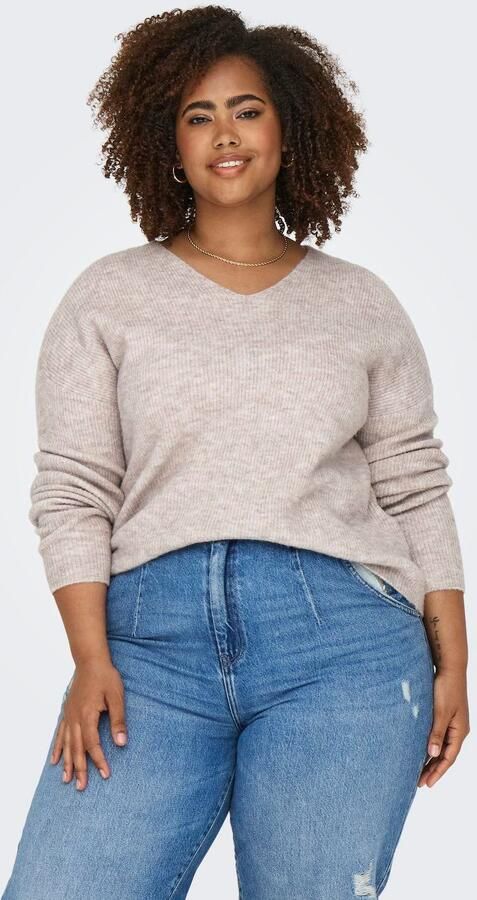 ONLY CARMAKOMA Gebreide trui CARCAMILLA V-NECK L S PULLOVER KNT NOOS - Foto 9