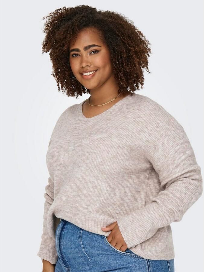 ONLY CARMAKOMA Gebreide trui CARCAMILLA V-NECK L S PULLOVER KNT NOOS - Foto 5