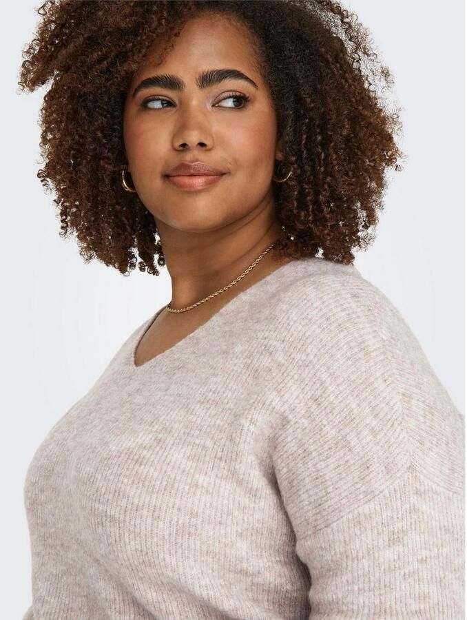 ONLY CARMAKOMA Gebreide trui CARCAMILLA V-NECK L S PULLOVER KNT NOOS - Foto 4