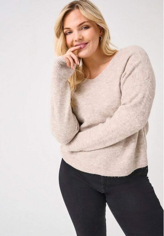 ONLY CARMAKOMA Gebreide trui CARCAMILLA V-NECK L S PULLOVER KNT NOOS - Foto 8