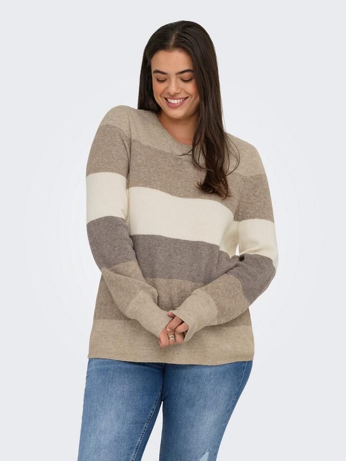 ONLY CARMAKOMA Gebreide trui CARNEW DARIA L S STRIPE PULLOVER KNT - Foto 3